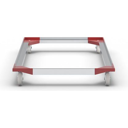 Aluminium dolly, 1210x810 mm, polypropylene wheels.