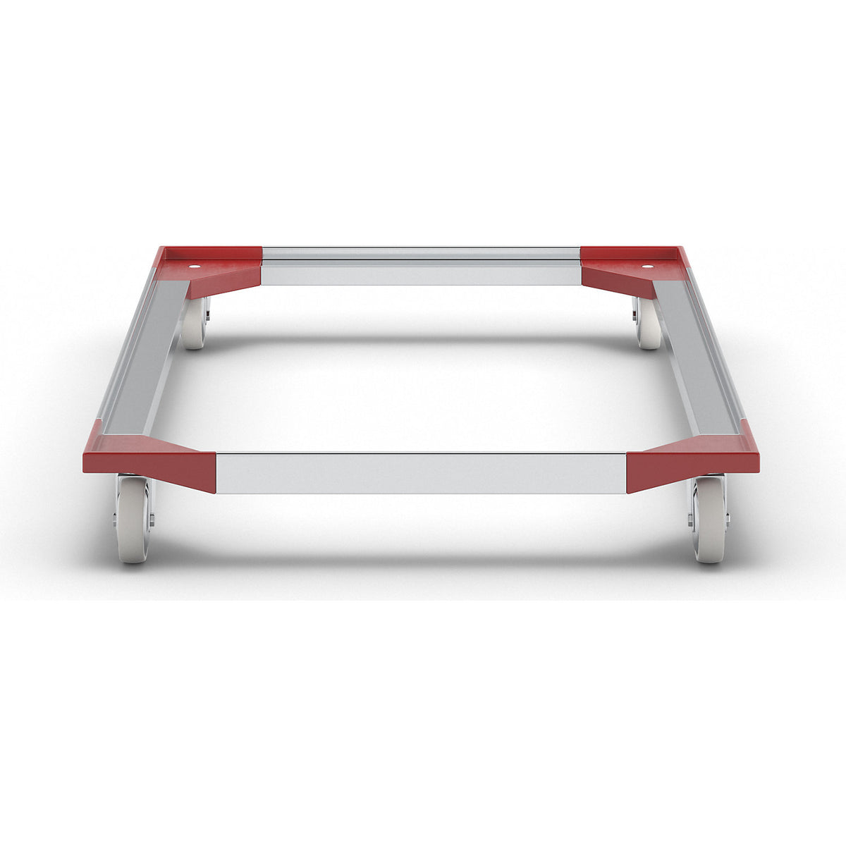 Aluminium dolly, 1210x810 mm, polypropylene wheels.