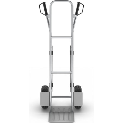 Sack truck made of aluminium, model XL: large footplate and glide runners, with fixed footplate.