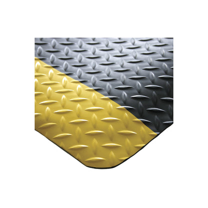DECKPLATE anti-fatigue matting, cut to order, black / yellow, per m. x 600 mm, max. 18.3 m.