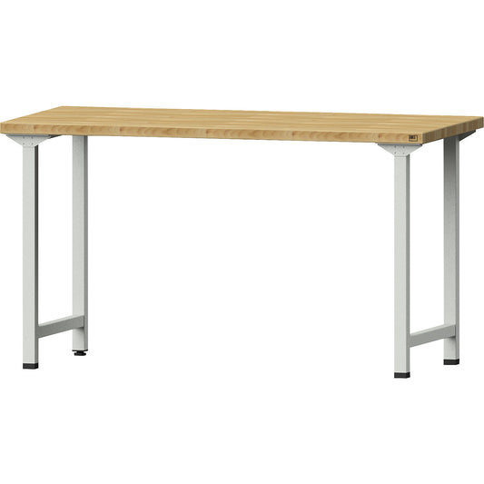 Workbench, Series V frame construction, standard model, W x D 1500 x 700 mm, solid beech worktop.