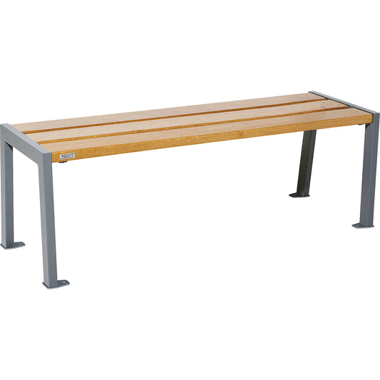 SILAOS® wooden bench without back rest, height 437 mm, length 1200 mm, charcoal, light oak finish.