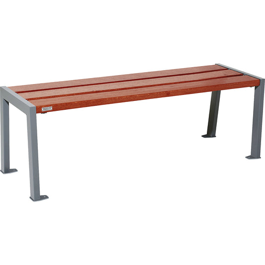 SILAOS® wooden bench without back rest, height 437 mm, length 1200 mm, charcoal, mahogany.