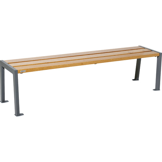 SILAOS® wooden bench without back rest, height 437 mm, length 1800 mm, charcoal, light oak finish.