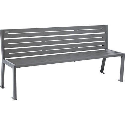 SILAOS® steel park bench, length 1800 mm, charcoal, with back rest.