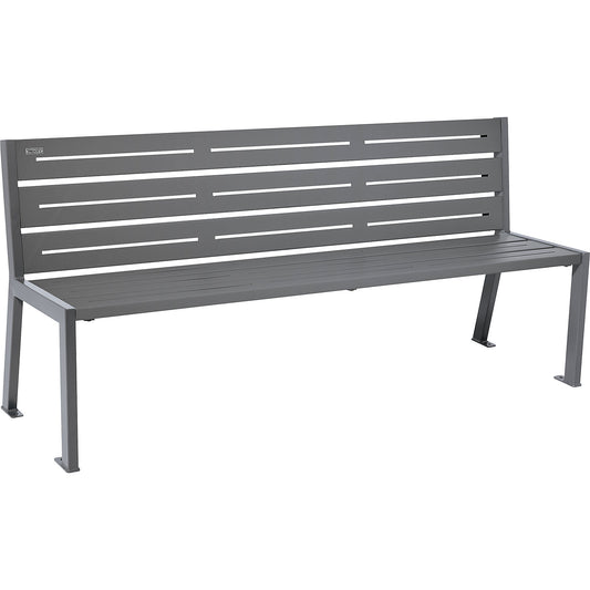 SILAOS® steel park bench, length 1800 mm, charcoal, with back rest.