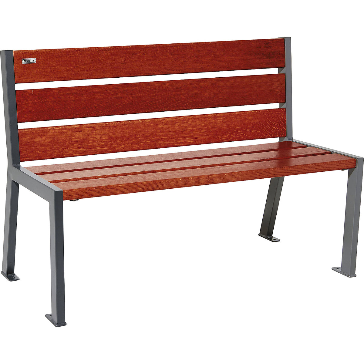 SILAOS® bench made of wood, with back rest, length 1200 mm, mahogany.