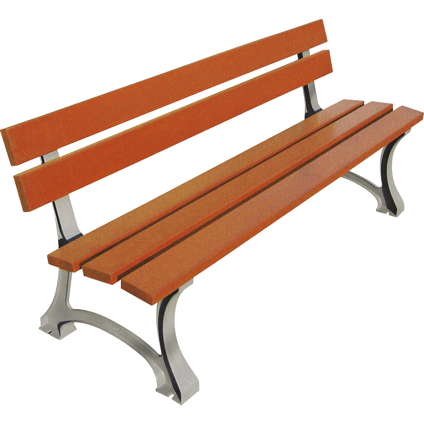 MORA bench, length 1800 mm, tropical wood, light oak, metallic.
