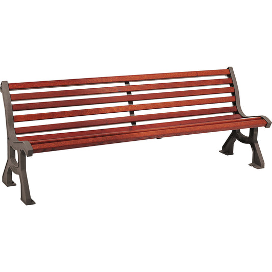 LUBLIN wooden bench, seat depth 385 mm, metallic, mahogany.