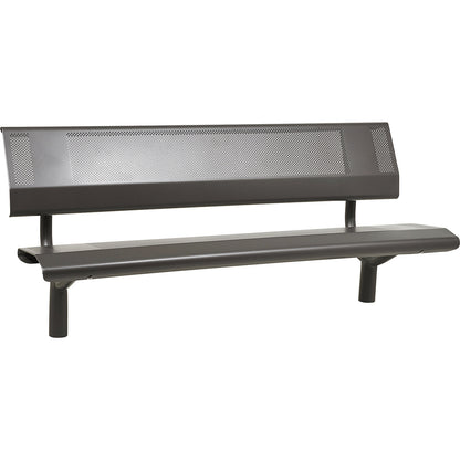 OSLO bench made of steel, seat height 450 mm, length 1800 mm, charcoal, with back rest.