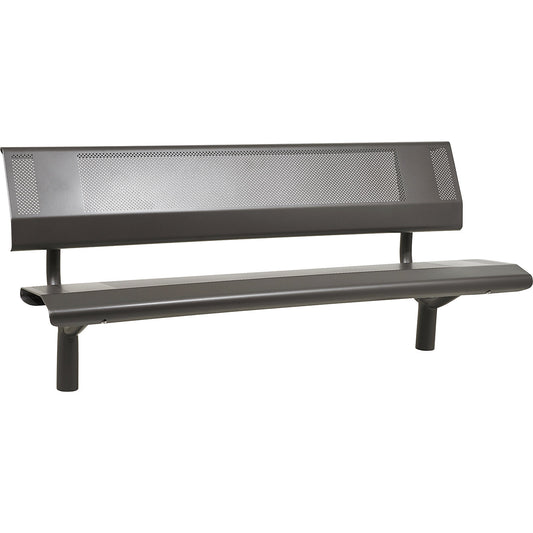 OSLO bench made of steel, seat height 450 mm, length 1800 mm, charcoal, with back rest.