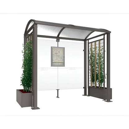 Waiting shelter, with 2 side panels, width 5040 mm, charcoal.