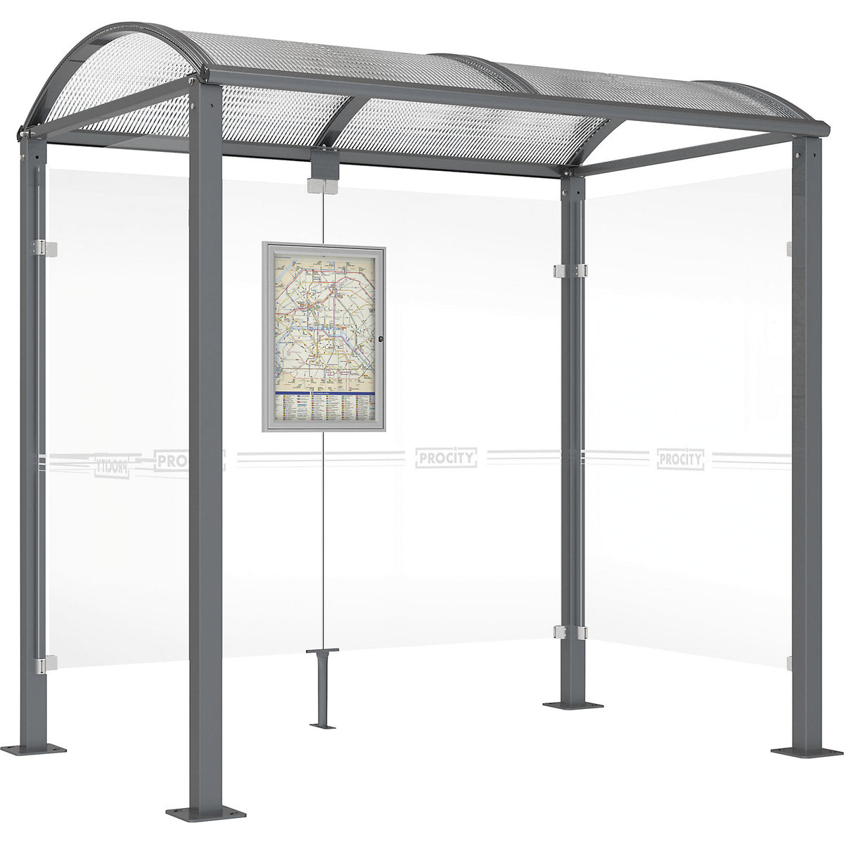 Waiting shelter, with 2 side panels, width 2520 mm, charcoal.