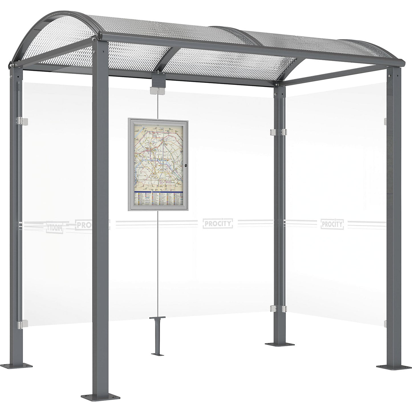 Waiting shelter, with 2 side panels, width 2520 mm, charcoal.