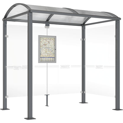 Waiting shelter, with 2 side panels, width 2520 mm, charcoal.