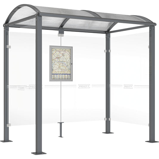 Waiting shelter, with 2 side panels, width 2520 mm, charcoal.
