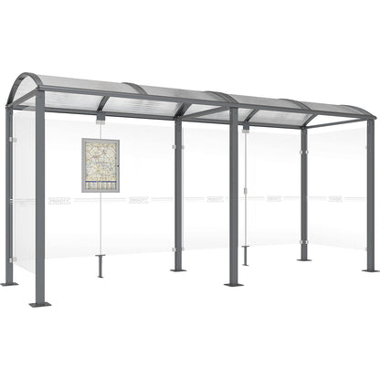Waiting shelter, with 2 side panels, width 5040 mm, charcoal.