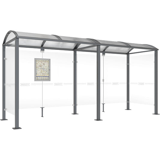 Waiting shelter, with 2 side panels, width 5040 mm, charcoal.