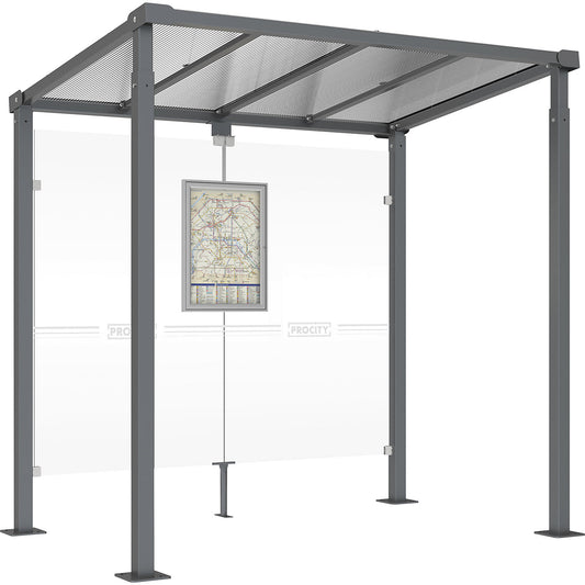 MILANO waiting shelter, without side panels, width 2520 mm, charcoal.
