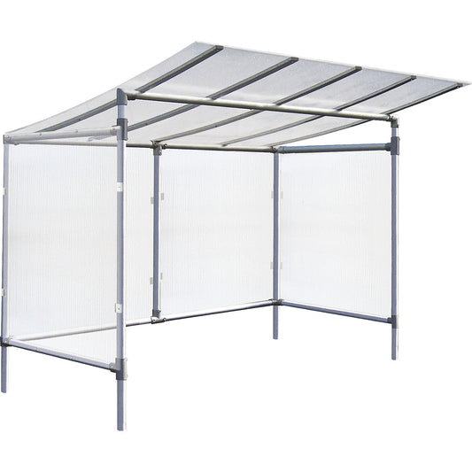 ECO bicycle shelter, standard model with rear and side panels, width 2453 mm, silver.