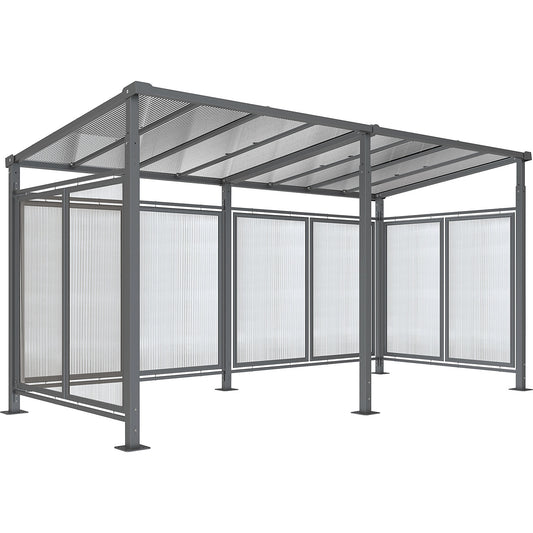 MILANO bicycle shelter, standard model + extension with rear cladding/side panels, charcoal.