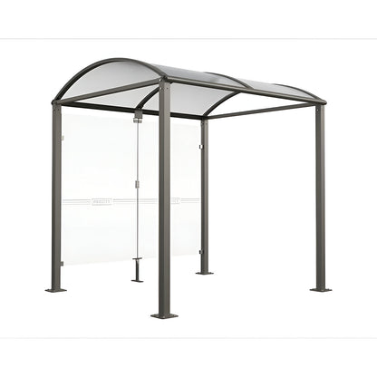 Bicycle shelter with glass, standard model + extension with rear cladding/side panels, charcoal.