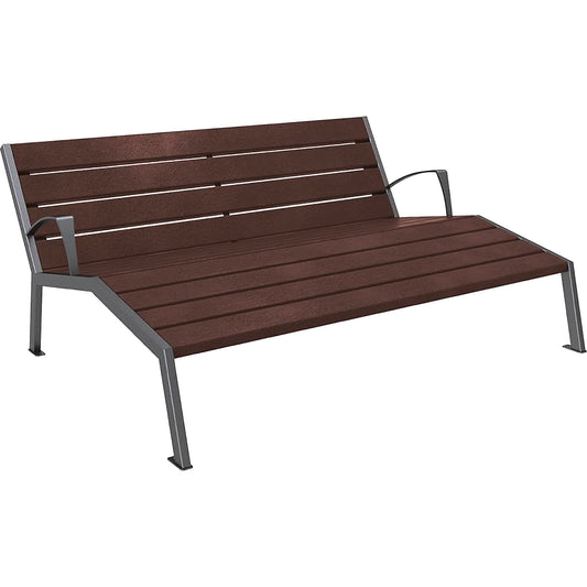 SILAOS® deck chair made of recycled plastic, zinc plated and powder coated, charcoal, standard arm rests.