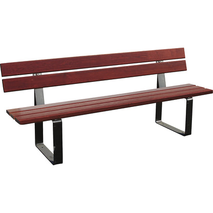 RIGA bench, overall length 1800 mm, charcoal, mahogany, with back rest.