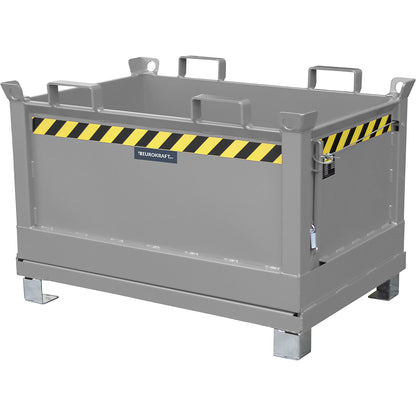 Hinged bottom skip, capacity 0.5 m³, mouse grey RAL 7005.