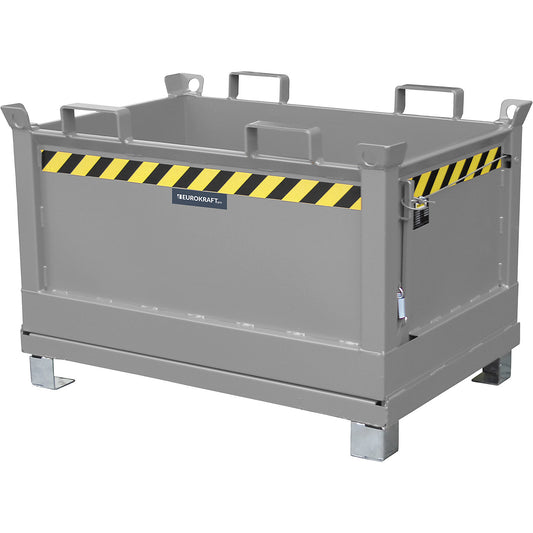 Hinged bottom skip, capacity 0.5 m³, mouse grey RAL 7005.