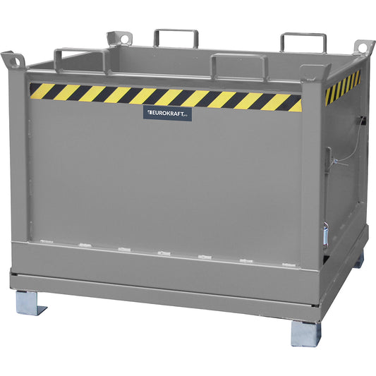 Hinged bottom skip, capacity 0.75 m³, mouse grey RAL 7005.
