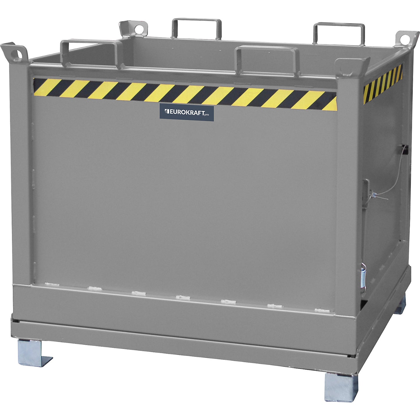 Hinged bottom skip, capacity 1.0 m³, mouse grey RAL 7005.