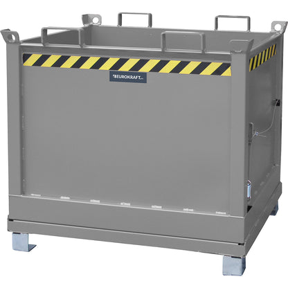 Hinged bottom skip, capacity 1.0 m³, mouse grey RAL 7005.
