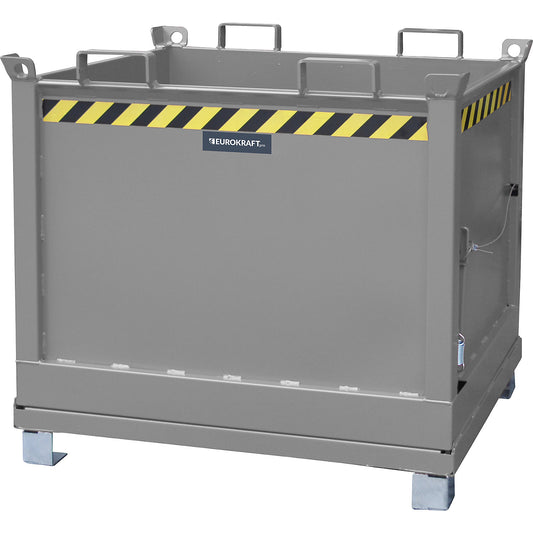 Hinged bottom skip, capacity 1.0 m³, mouse grey RAL 7005.
