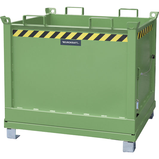 Hinged bottom skip, capacity 1.0 m³, reseda green RAL 6011.