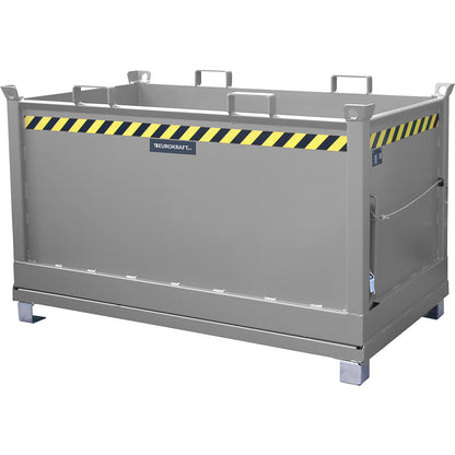 Hinged bottom skip, capacity 1.5 m³, mouse grey RAL 7005.