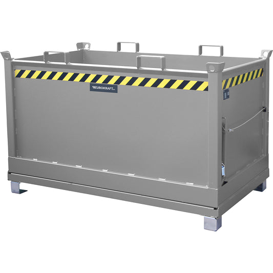 Hinged bottom skip, capacity 1.5 m³, mouse grey RAL 7005.