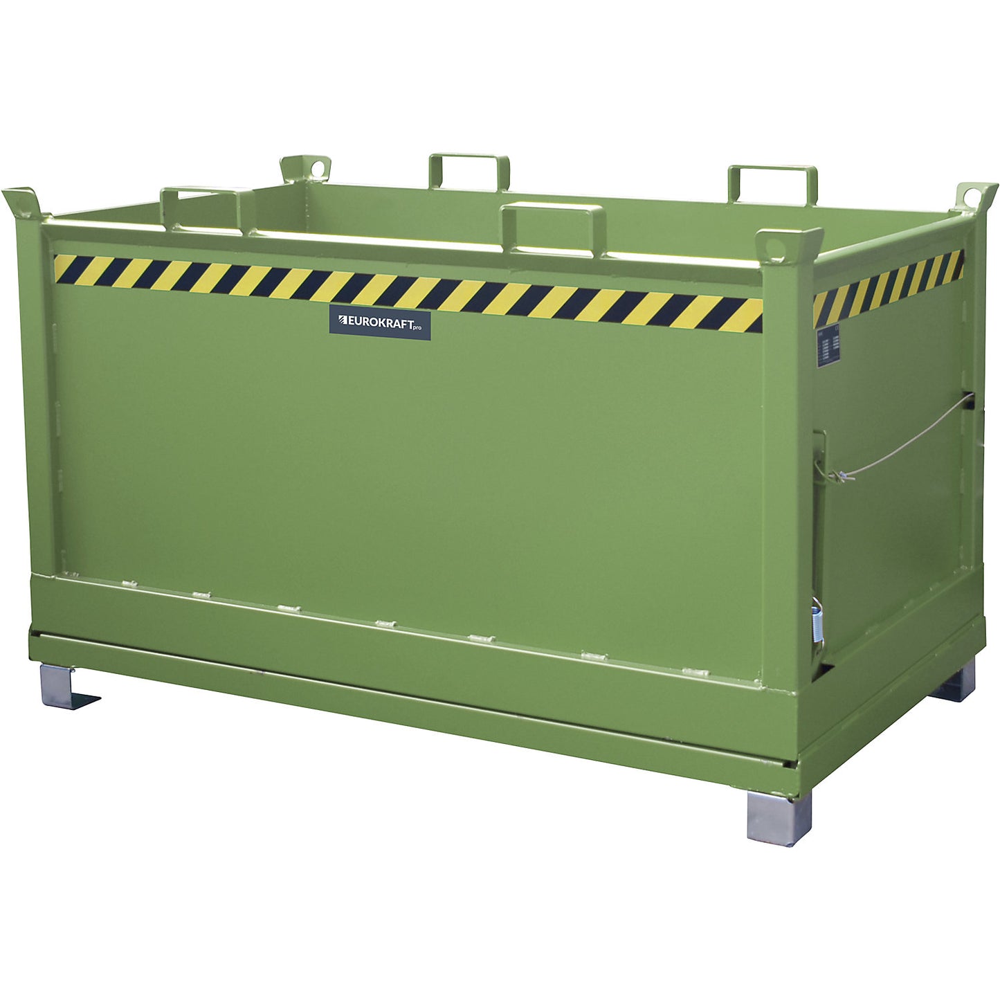 Hinged bottom skip, capacity 1.5 m³, reseda green RAL 6011.