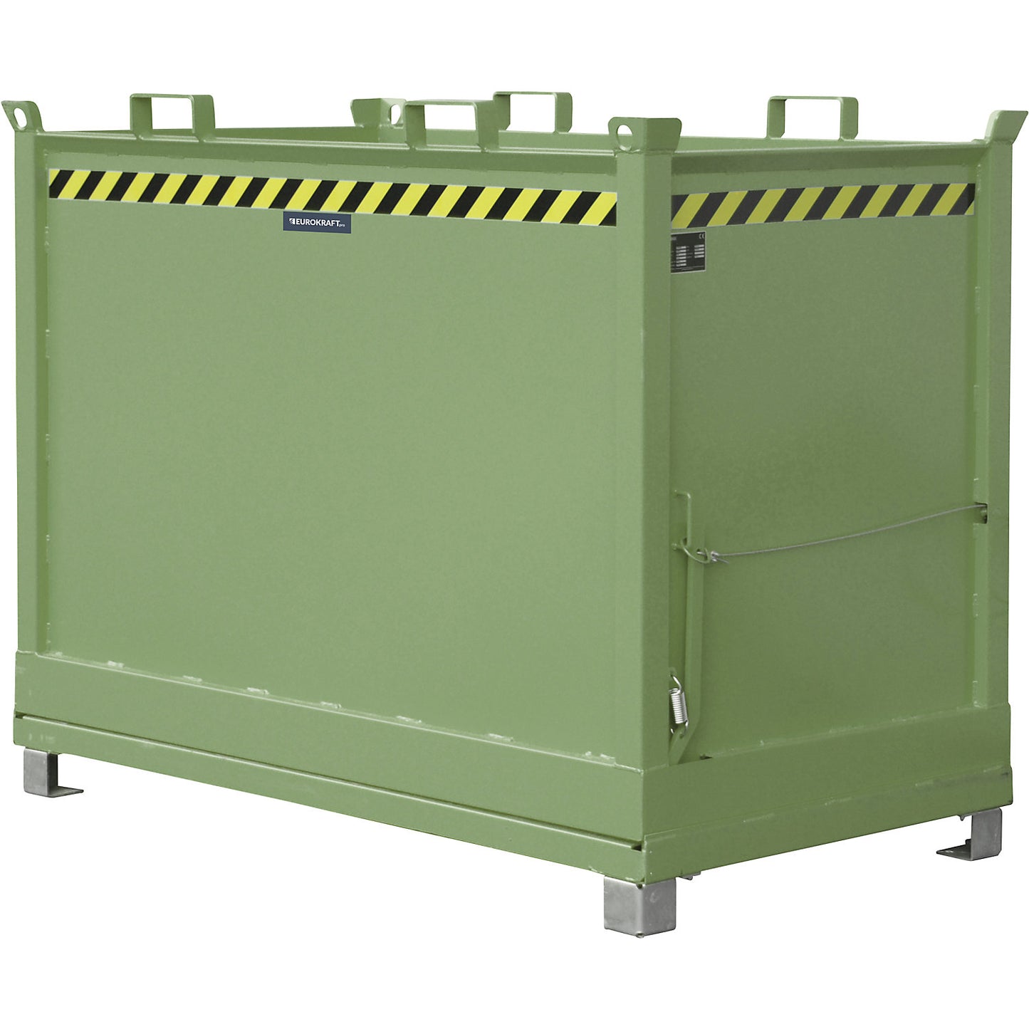 Hinged bottom skip, capacity 2.0 m³, reseda green RAL 6011.