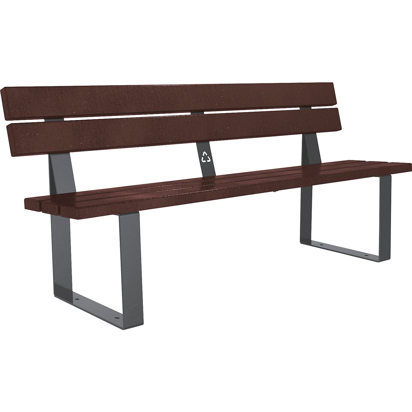 RIGA bench, made of recycled plastic, charcoal, with back rest.