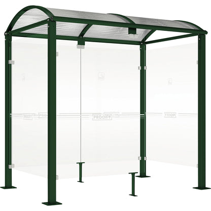 KLASSIK smokers' shelter, with cladding, width 2520 mm, moss green.