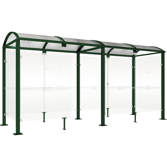 KLASSIK smokers' shelter, with cladding, width 5040 mm, moss green.