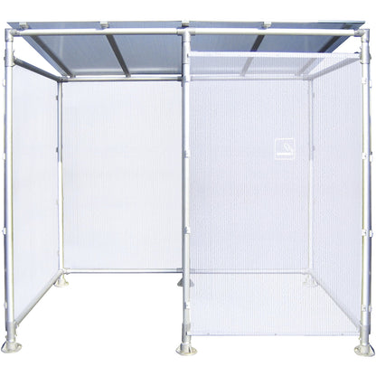 ECO smoking shelter, with cladding, width 2506 mm, silver.