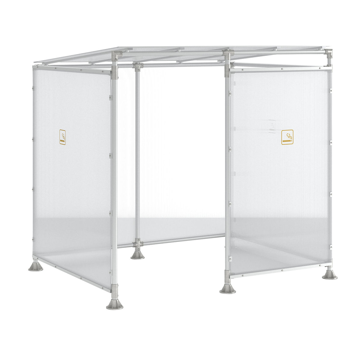 ECO smoking shelter, with cladding, width 2506 mm, silver.