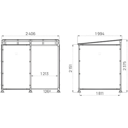 ECO smoking shelter, with cladding, width 2506 mm, silver.