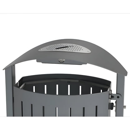 SILAOS® waste basket with ashtray, sheet steel, for concreting in, green.