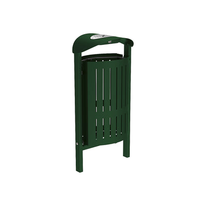 SILAOS® waste basket with ashtray, sheet steel, for concreting in, green.