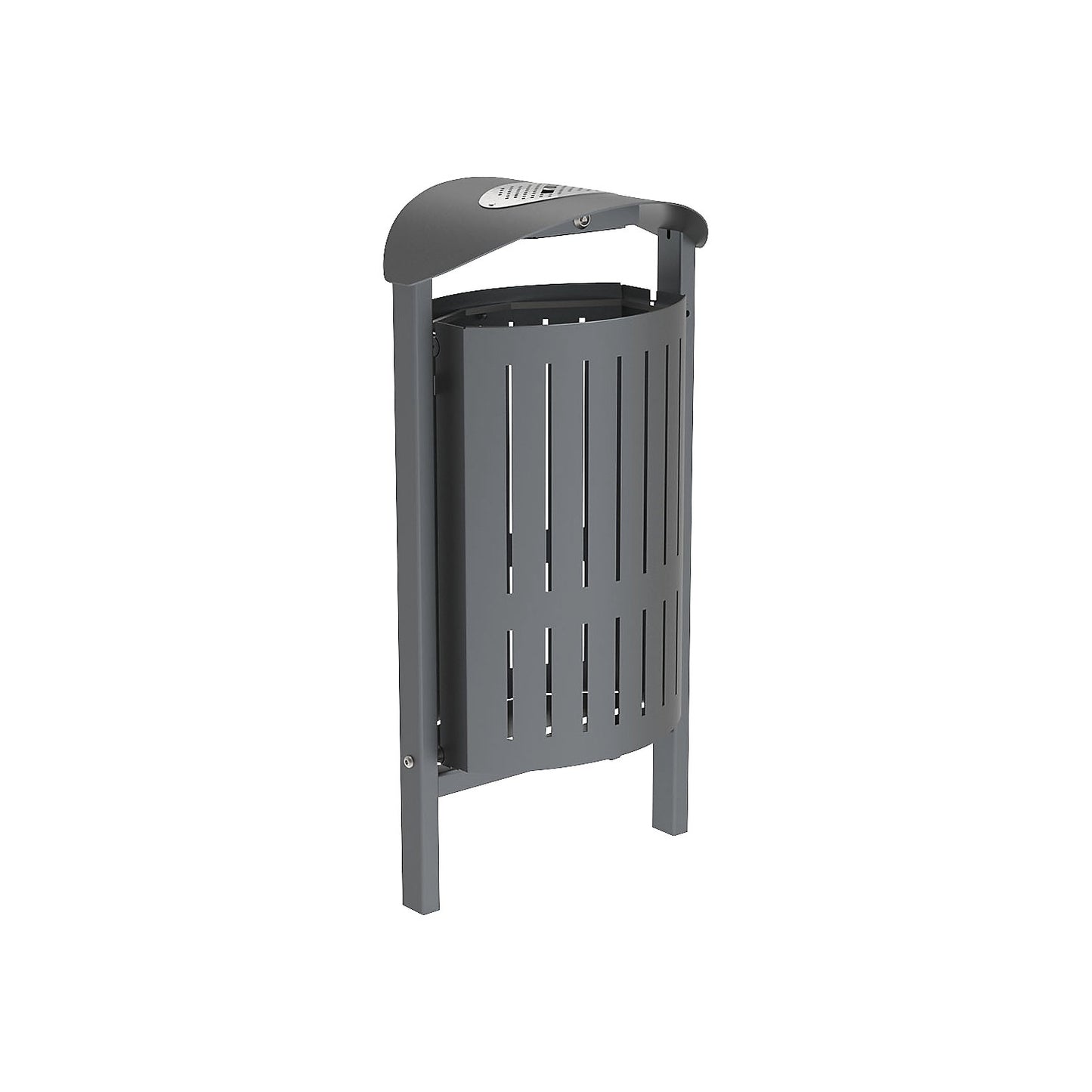 SILAOS® waste basket with ashtray, sheet steel, for concreting in, grey.