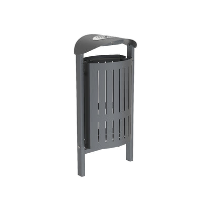 SILAOS® waste basket with ashtray, sheet steel, for concreting in, grey.