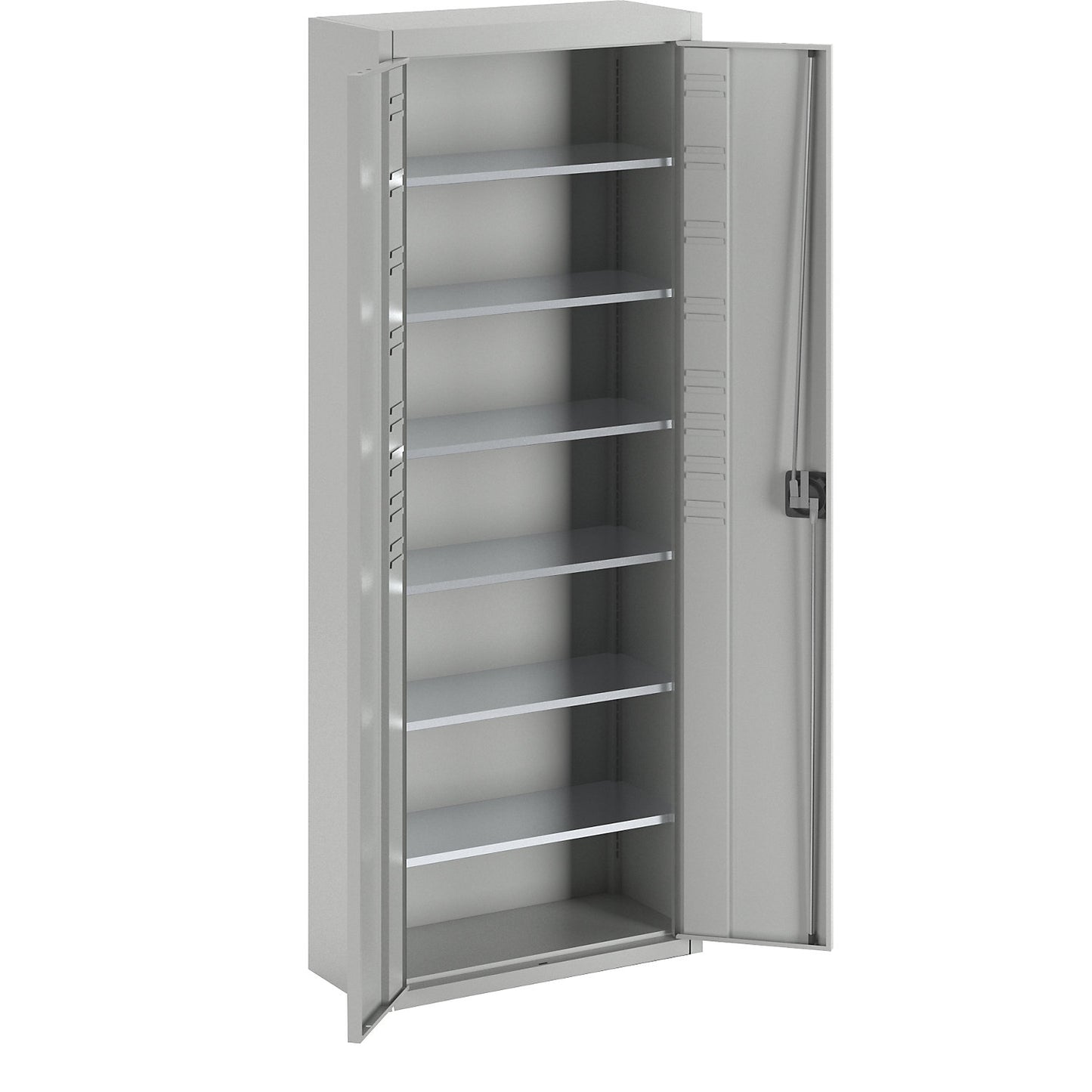 Storage cupboard, without open fronted storage bins, HxWxD 1740 x 680 x 280 mm, single colour, light grey.